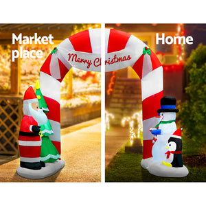 z 3M Christmas Inflatable Archway Entryway with Santa Xmas Decor LED - Dodosales