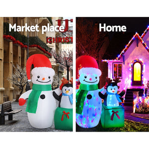 z 240cm Inflatable Christmas 2.4M Snowman LED Lights Outdoor Decorations - Dodosales