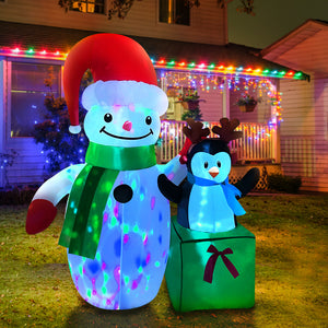 z 240cm Inflatable Christmas 2.4M Snowman LED Lights Outdoor Decorations - Dodosales