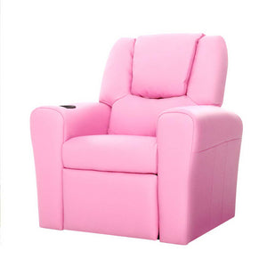 Kids PU Leather Reclining Armchair Toddler Recliner Chair Girl Pink - Dodosales