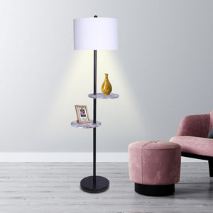 z Floor Metal Lamp Marble Finish Shelf Standing Light Modern Decor - Dodosales