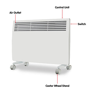 z 1500W Electric Panel Heater Wifi Thermostat Timer Castors Control Remotely - Dodosales