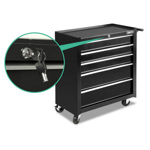 5 Drawer Mechanic Tool Box Storage Trolley Cart Cabinet Black - Dodosales