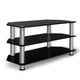 z Tempered Glass Entertainment Unit TV Stand Media Shelves 3 Tiers - Dodosales