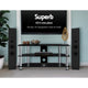z Tempered Glass Entertainment Unit TV Stand Media Shelves 3 Tiers - Dodosales
